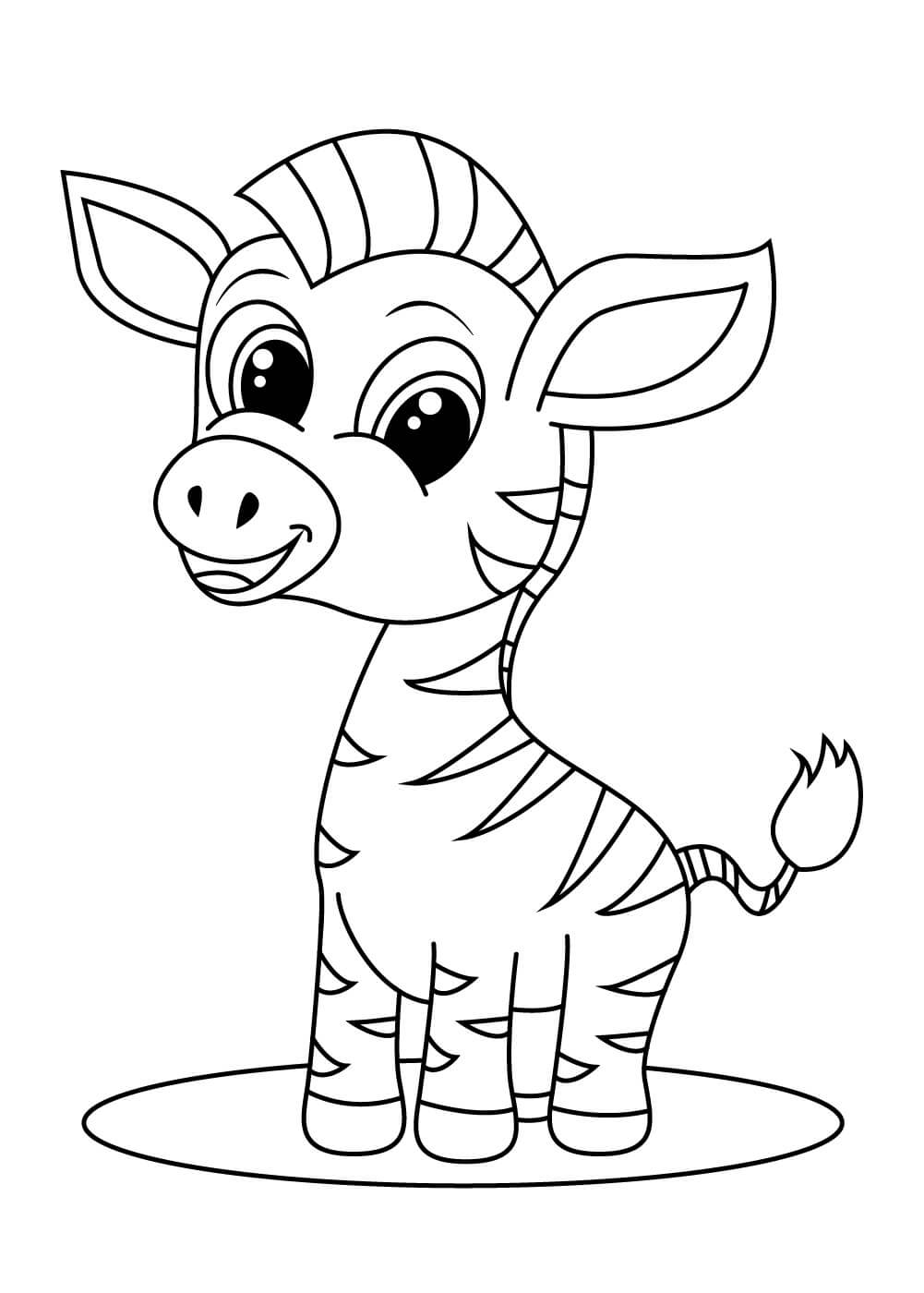 Dibujo de Cebra bebé Divertida para Colorear