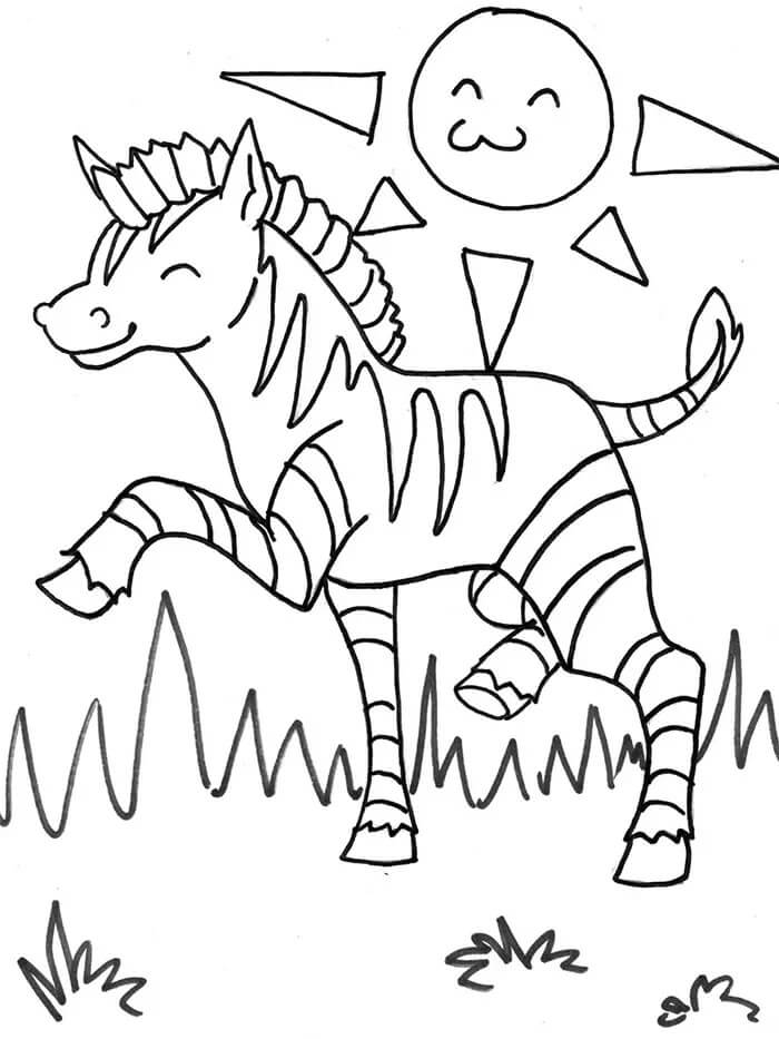 Dibujo de Cebra con Sol para Colorear