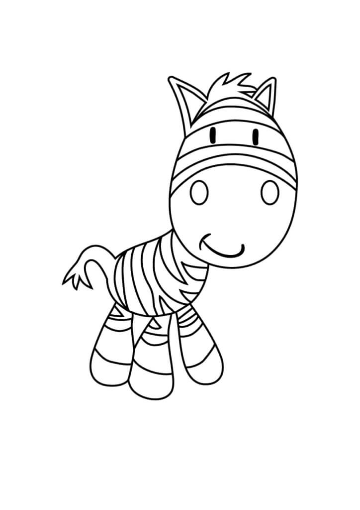 Dibujo de Cebra Sonriente de Dibujos Animados para Colorear