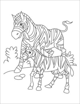 Dibujo de Madre Cebra y bebé Cebra para Colorear