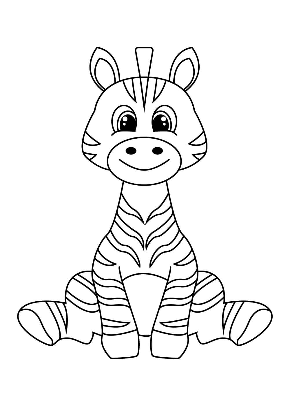 Dibujo de Sonrisa Cebra Sentado para Colorear
