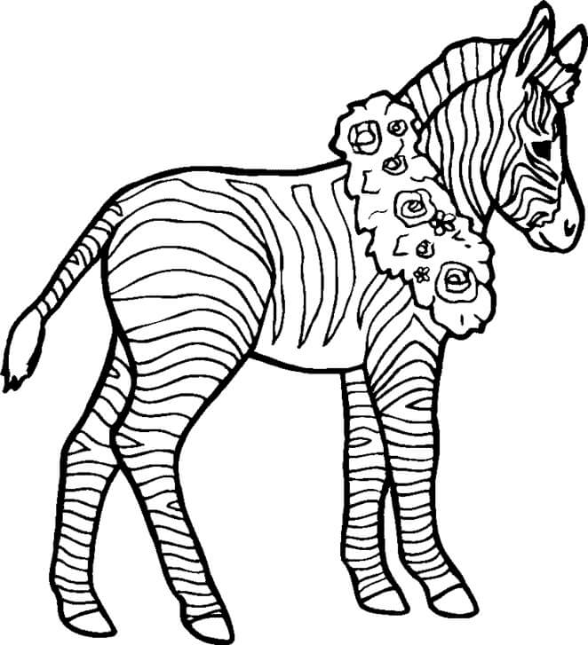 Dibujo de Zebra Lleva una Corona Alrededor de Su Cuello para Colorear