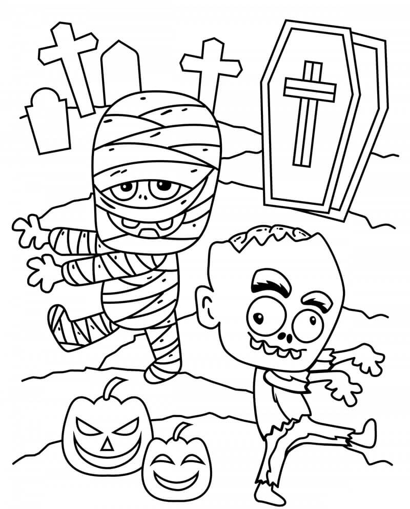 Dibujo de Baile Fantasma del Cementerio para Colorear
