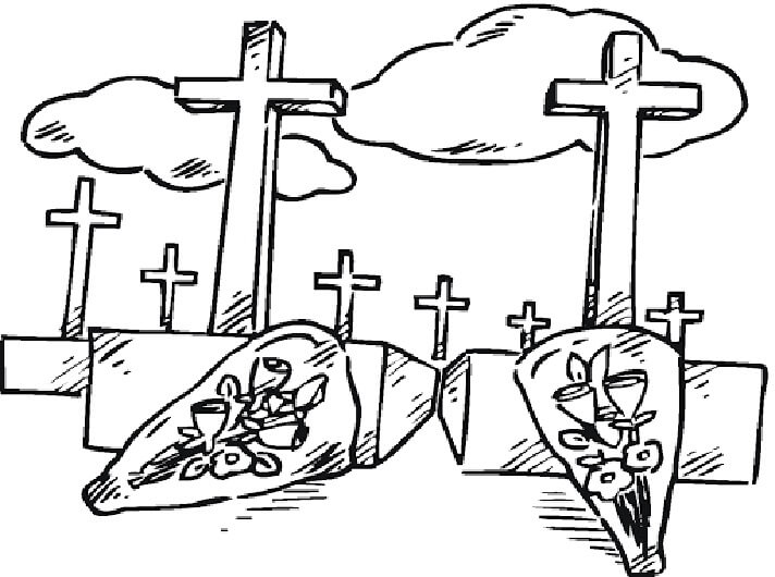 Dibujo de Cementerio Aterrador para Colorear