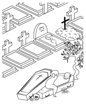 Dibujo de Cementerio Divertido para Colorear
