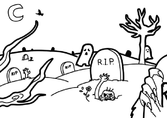 Dibujo de Cementerio Lindo para Colorear