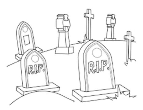 Dibujo de Cementerio Sencillo para Colorear