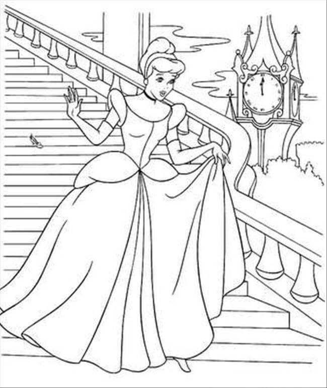 Dibujo de Cenicienta Corriendo para Colorear