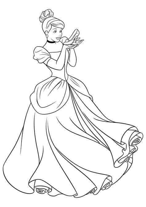 Dibujo de Cenicienta con Zapato para Colorear