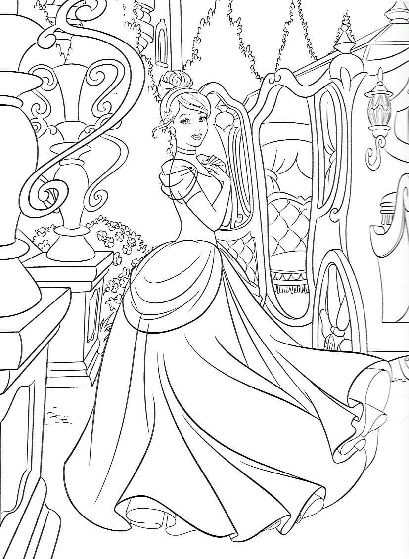 Dibujo de Cenicienta en el Castillo para Colorear