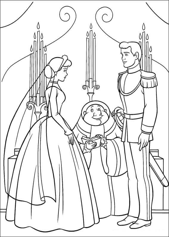 Dibujo de Cenicienta y el Matrimonio del Prncipe para Colorear