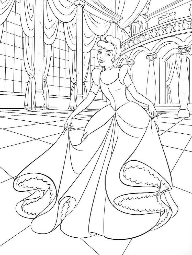 Dibujo de Hermosa Cenicienta para Colorear