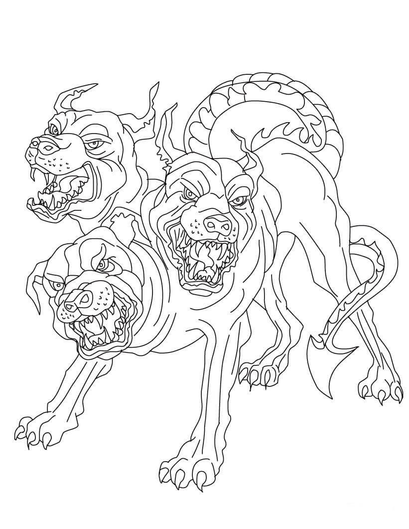 Dibujo de Cerbero Aterrador para Colorear