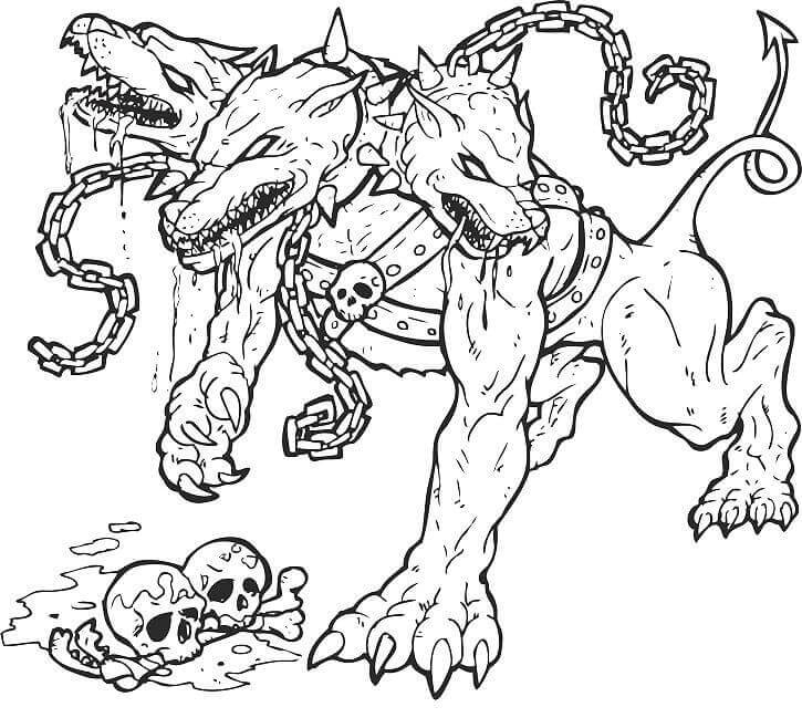 Dibujo de Cerbero Oscuro para Colorear