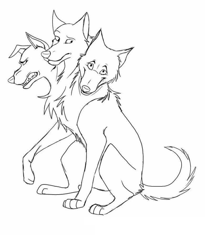 Dibujo de Cerbero de Dibujos Animados para Colorear