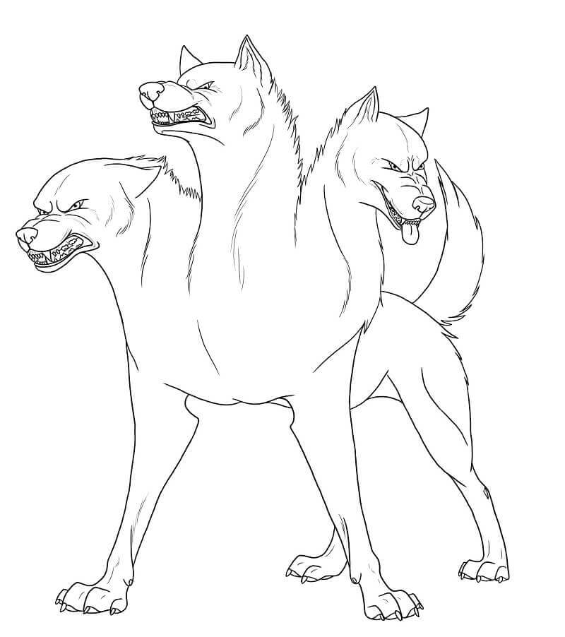 Dibujo de Cerberus Enojado para Colorear
