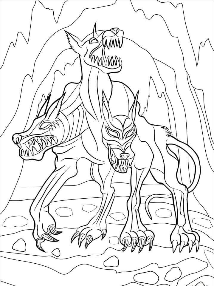 Dibujo de Cerberus del Infierno para Colorear