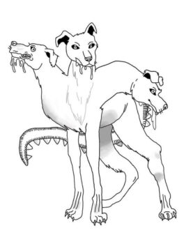 Dibujo de Cerberus el Perro de Tres Cabezas para Colorear