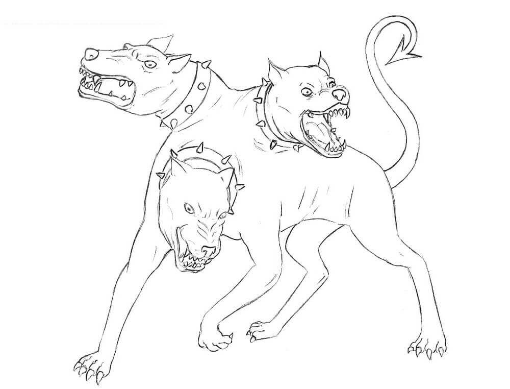 Dibujo de Fantasa Cerberus para Colorear