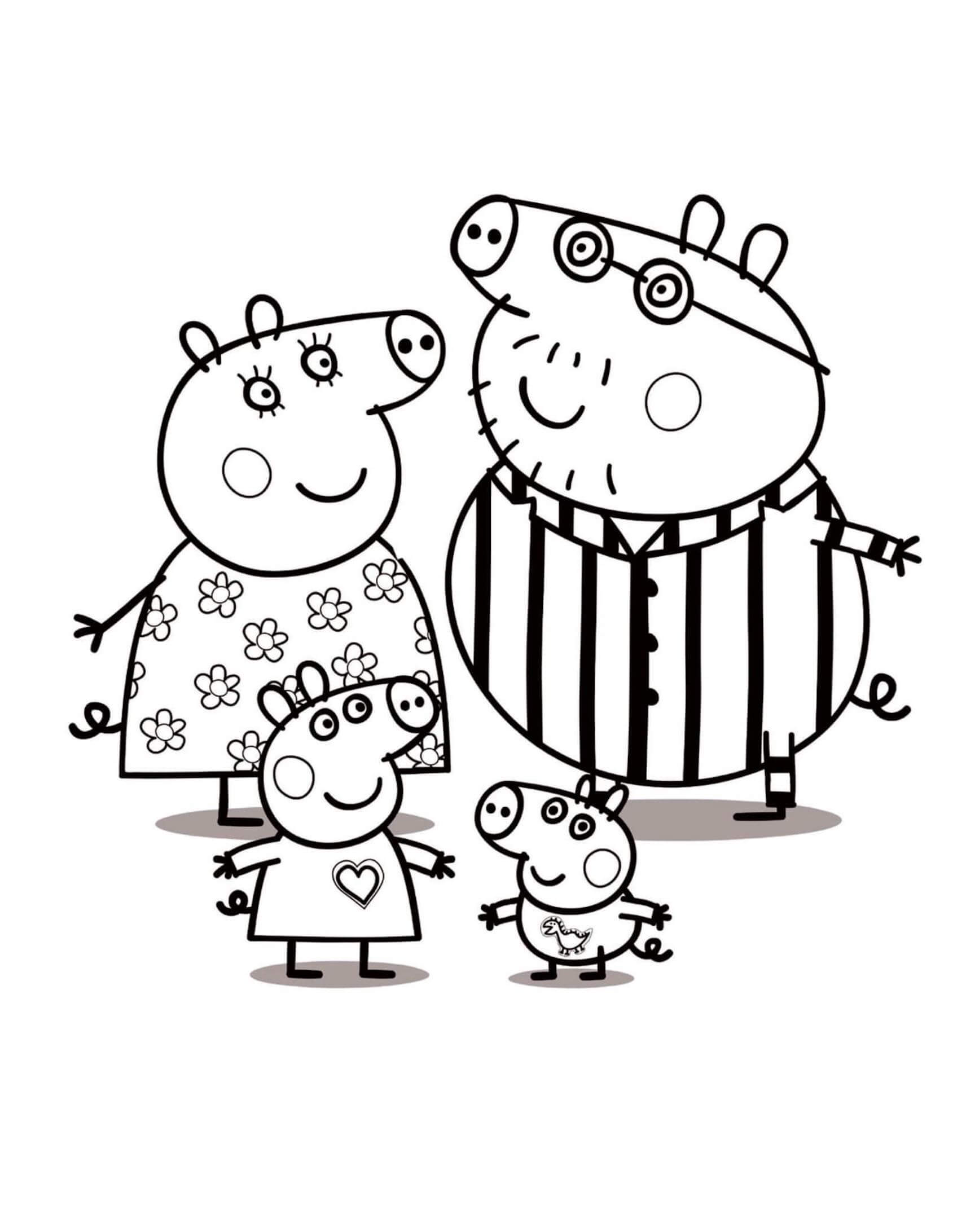 Dibujo de Tatuaje de la Familia Peppa Pig para Colorear