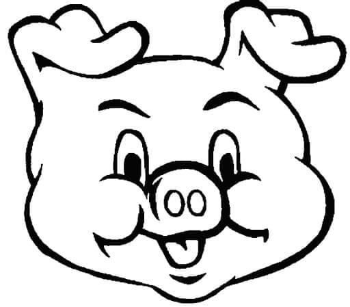 Dibujo de Cara Divertida de Cerdo para Colorear