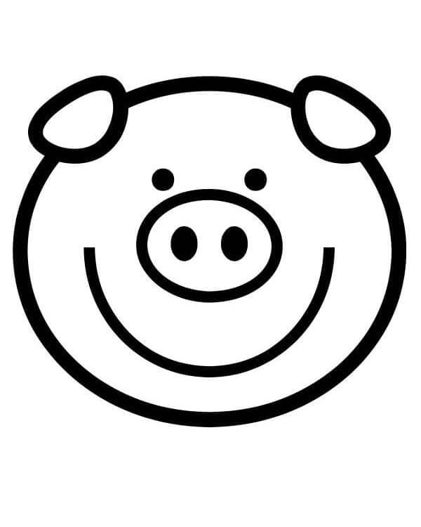 Dibujo de Cara de Cerdo Feliz para Colorear