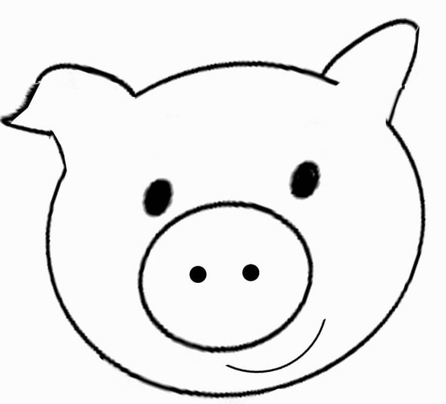 Dibujo de Cara de Cerdo Lindo para Colorear