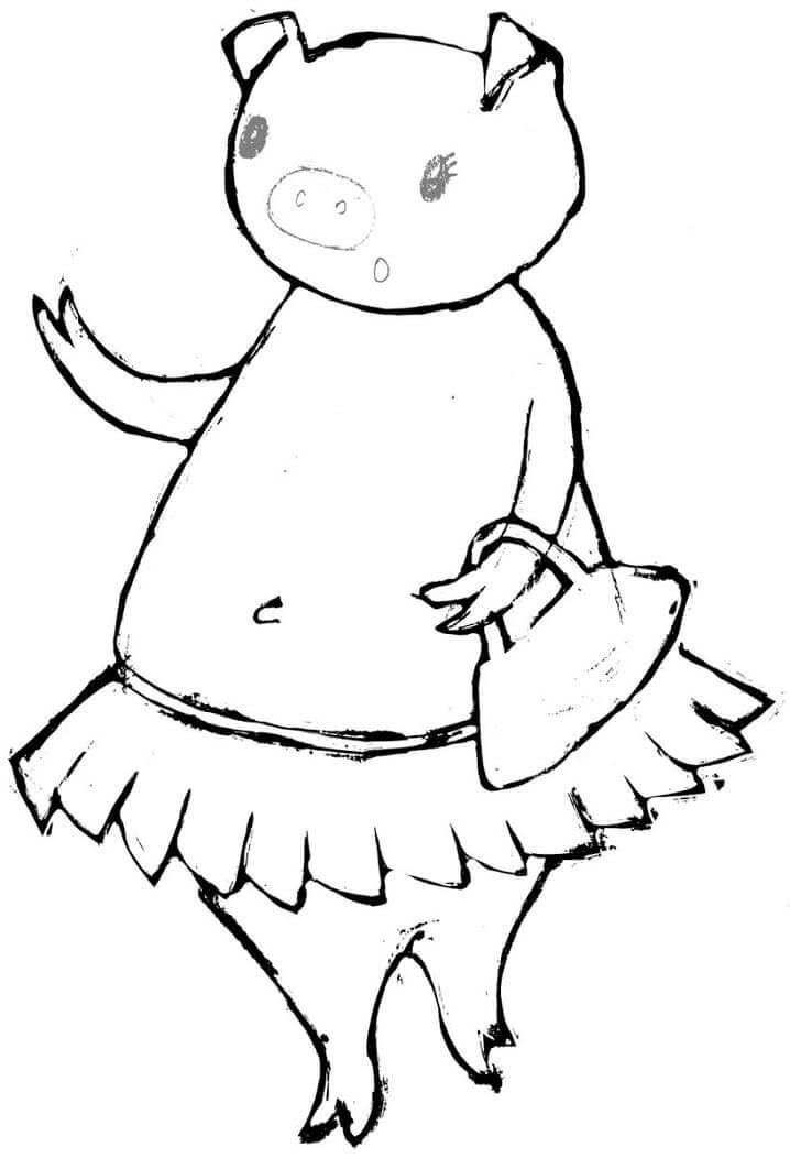 Dibujo de Cerdo Animado para Colorear