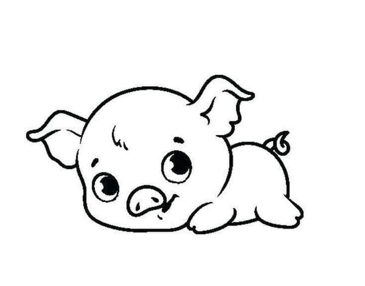Dibujo de Cerdo Encantador para Colorear