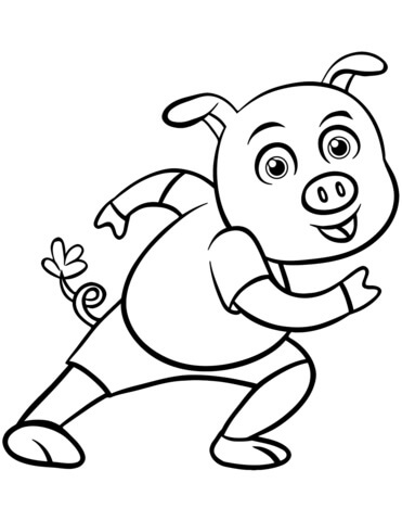 Dibujo de Cerdo Feliz de Dibujos Animados para Colorear
