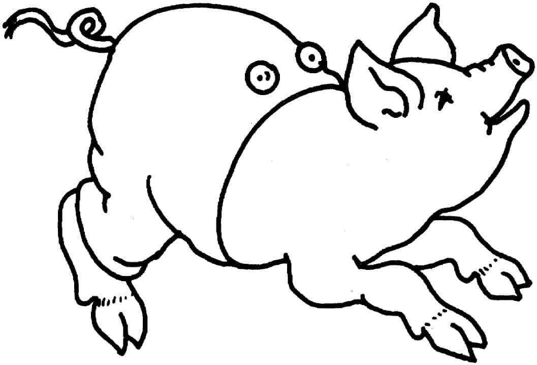 Dibujo de Cerdo Funcionamiento para Colorear
