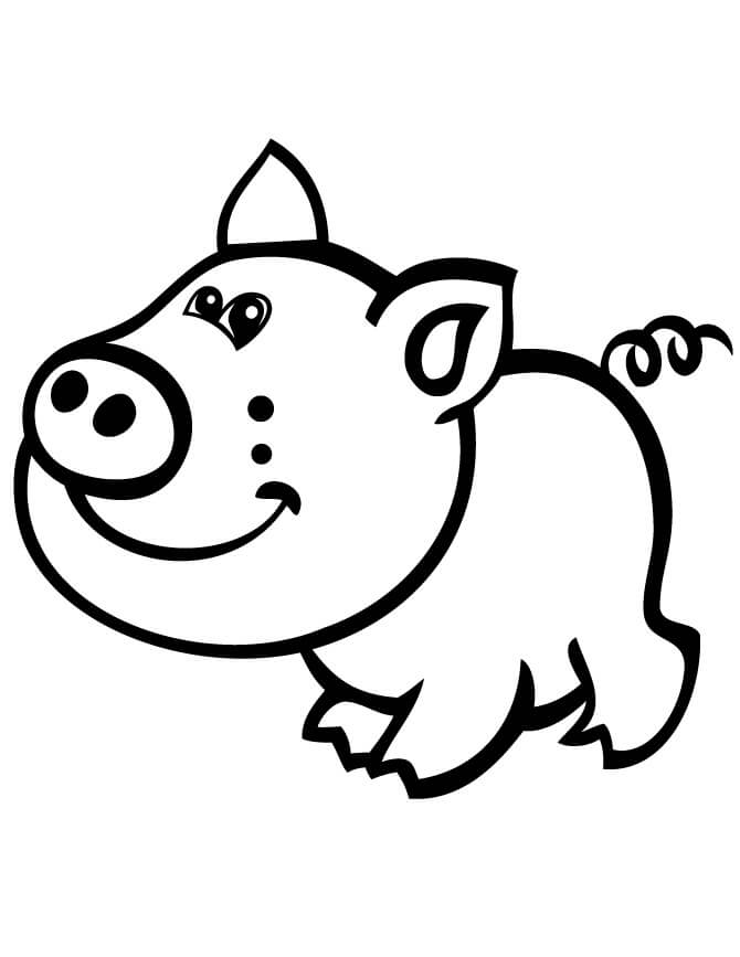 Dibujo de Cerdo Sonriente para Colorear
