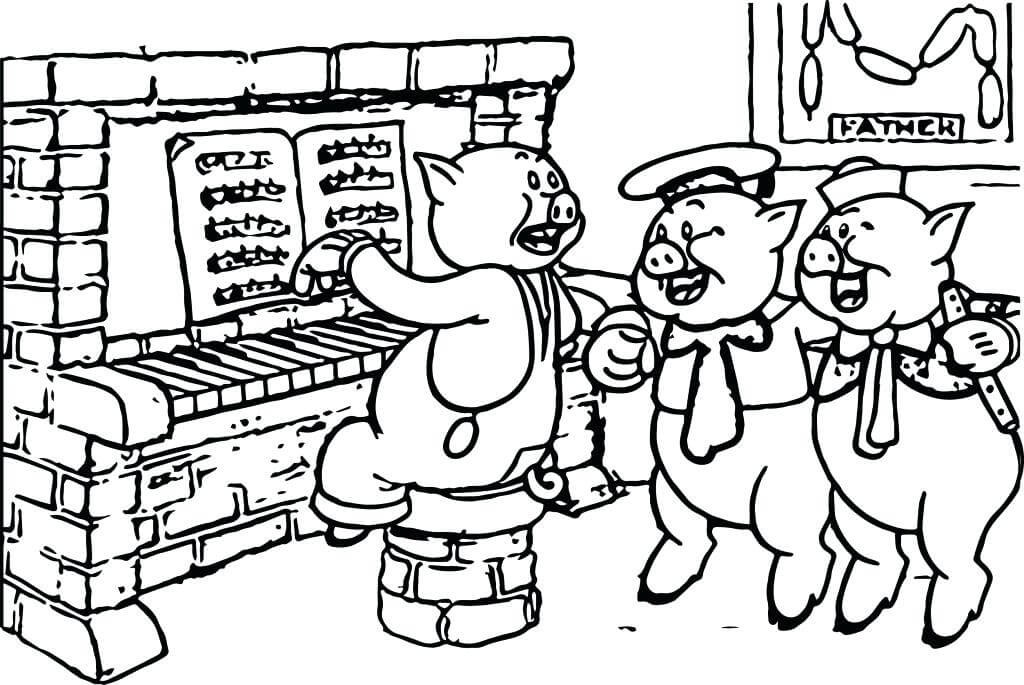 Dibujo de Cerdo Tocar el Piano para Colorear