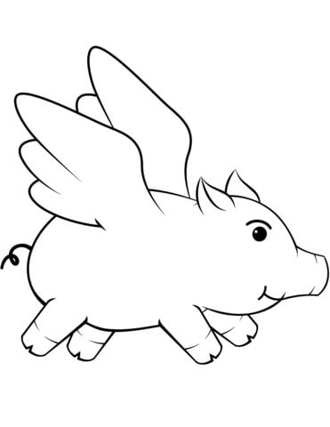 Dibujo de Cerdo Vuelo para Colorear