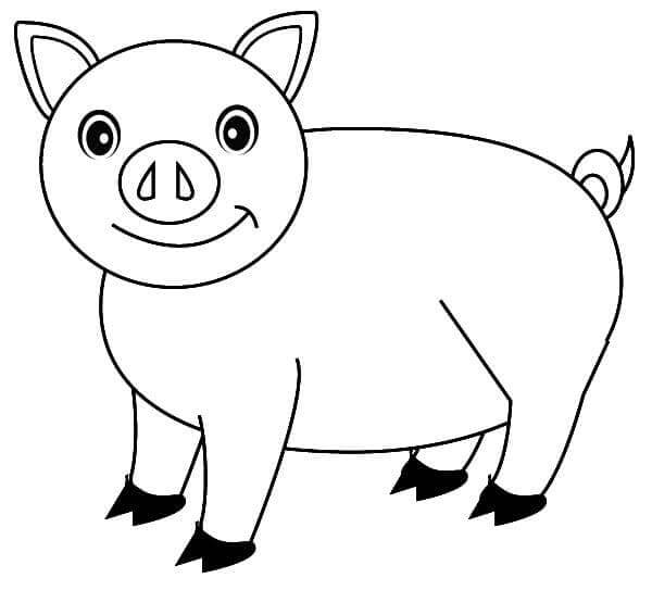 Dibujo de Cerdo Es Feliz para Colorear