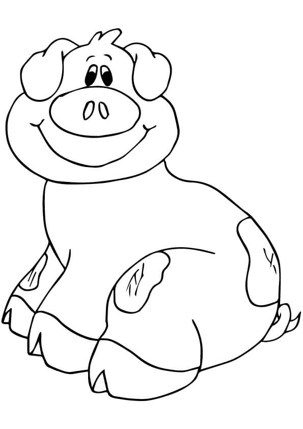 Dibujo de Cerdo Est Sonriendo para Colorear