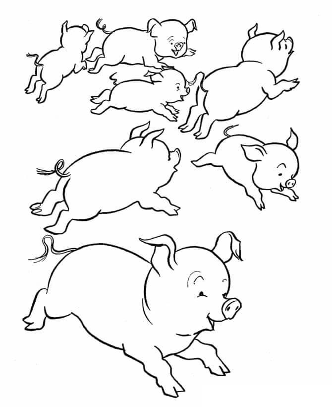 Dibujo de Cerdos Fugitivos para Colorear