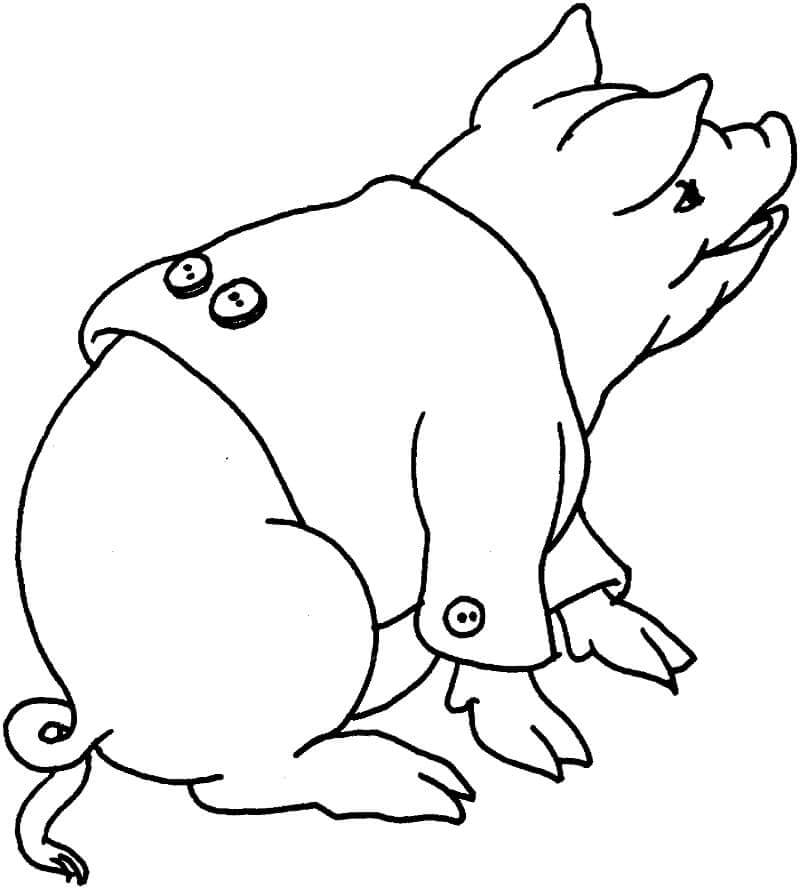Dibujo de Ropa de Uso de Cerdo para Colorear