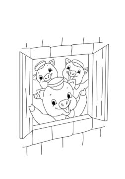Dibujo de Tres Cerditos para Colorear