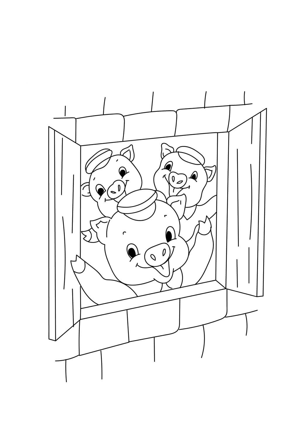Dibujo de Tres Cerditos para Colorear
