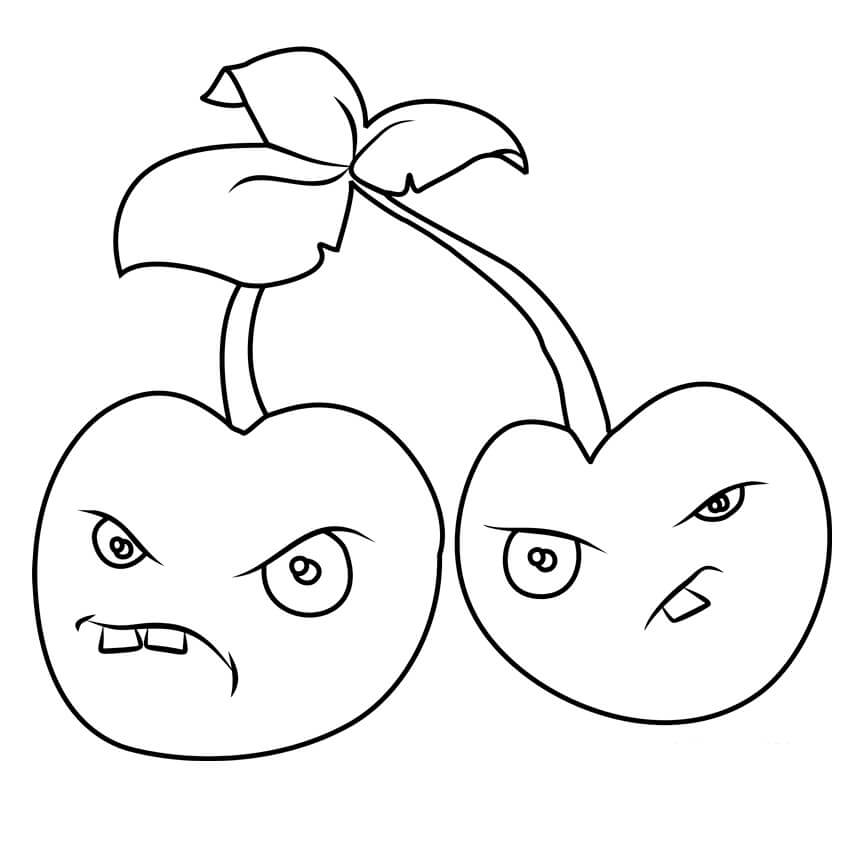 Dibujo de Bomba de Dos Cerezas para Colorear