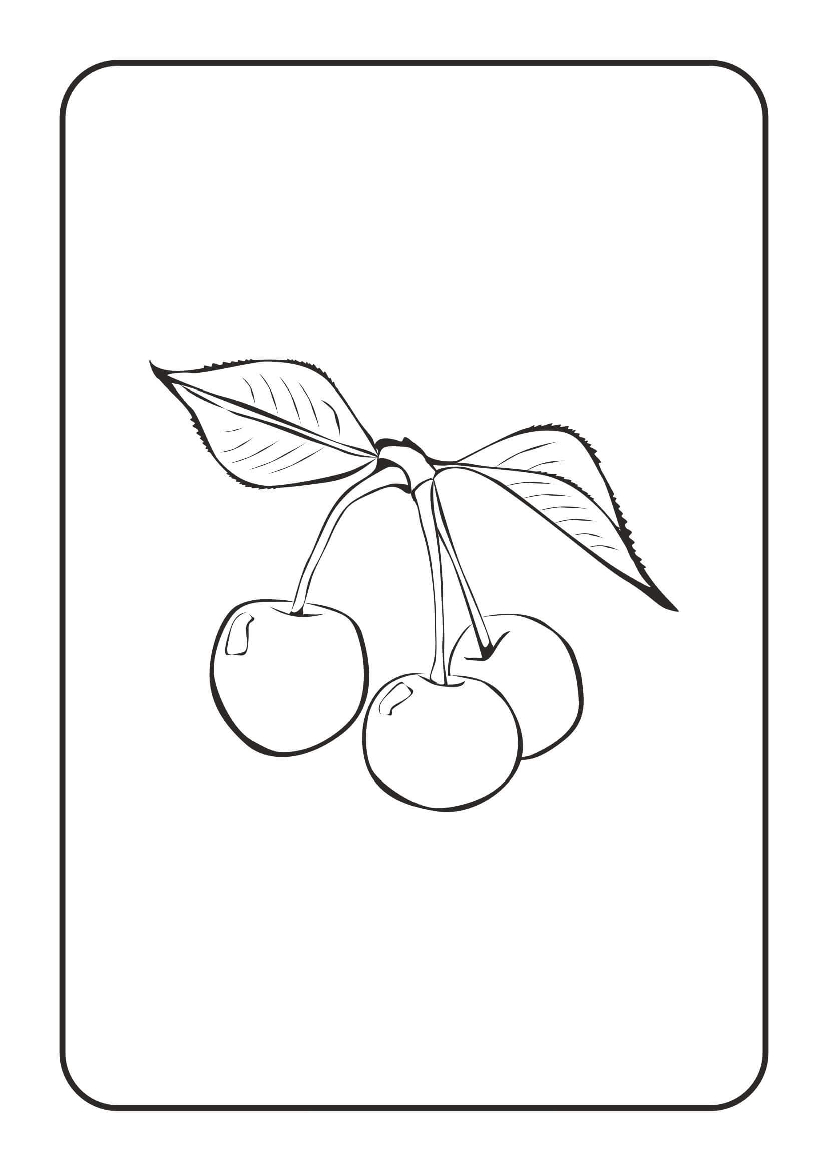 Dibujo de Bsico Tres Cerezas para Colorear