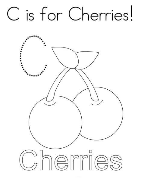 Dibujo de C Es para Cerezas para Colorear