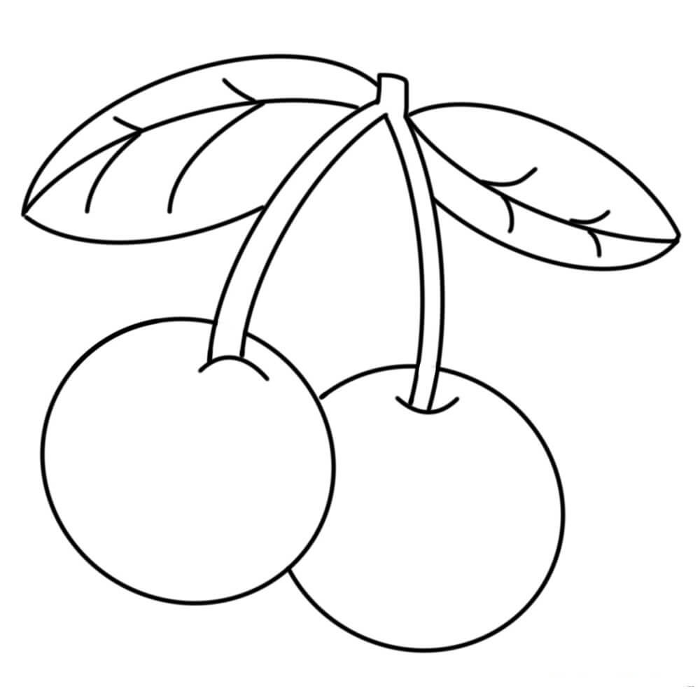 Dibujo de Cereza Simple Dos para Colorear