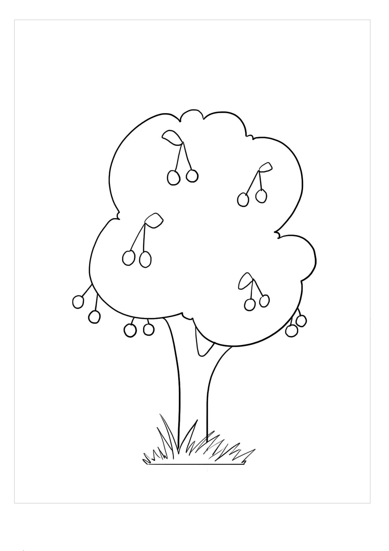 Dibujo de Cereza en Rbol para Colorear