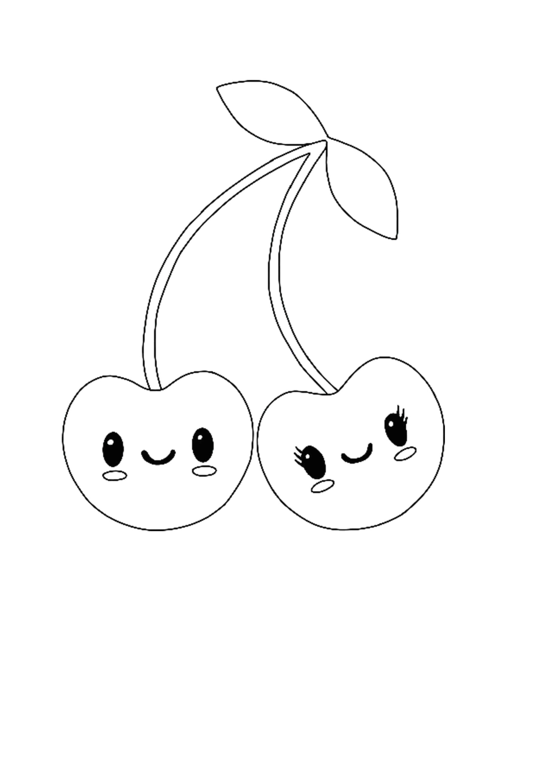 Dibujo de Dos Cereza Sonriendo Scaled para Colorear