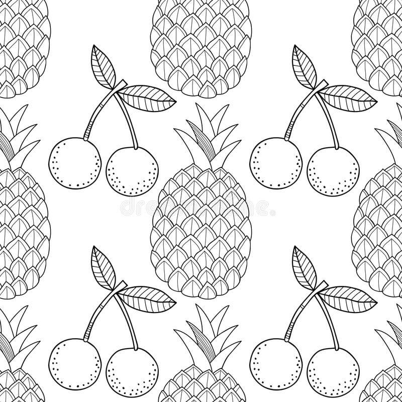 Dibujo de Pias y Cereza para Colorear