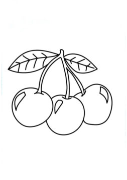 Dibujo de Tres Cerezas para Colorear
