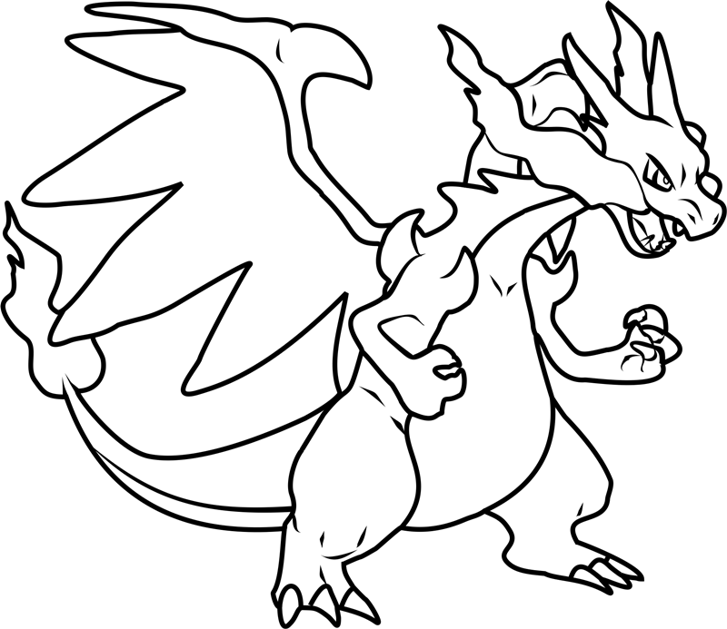 Dibujo de Mega Charizard X para Colorear