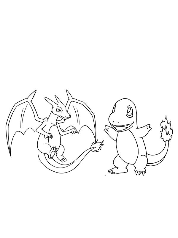 Dibujo de Charizard And Charmander Coloring Page para Colorear